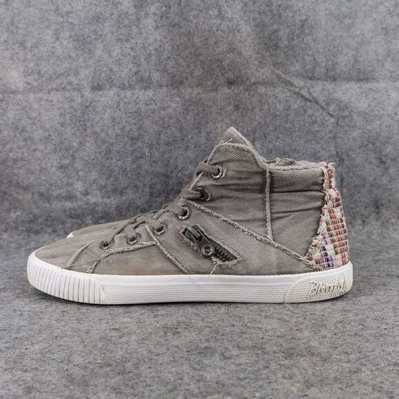 Blowfish Shoes Girls 6 Sneakers Casual Fruitcake High Top Distressed Canvas Grey - Picture 4 of 11